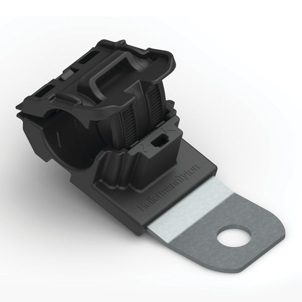 Hellermann Tyton 151-01648 Ratchet P-Clamp, 0.52 - 0.77" Bundle Dia, 15° Short, 0.26" Hole Dia, PA66HIRHSUV/ST/ZN, Black, 280/ctn