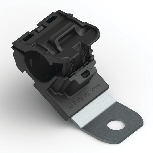 Hellermann Tyton 151-01649 Ratchet P-Clamp, 0.52 - 0.77" Bundle Dia, 30° Short, 0.26" Hole Dia, PA66HIRHSUV/ST/ZN, Black, 280/ctn
