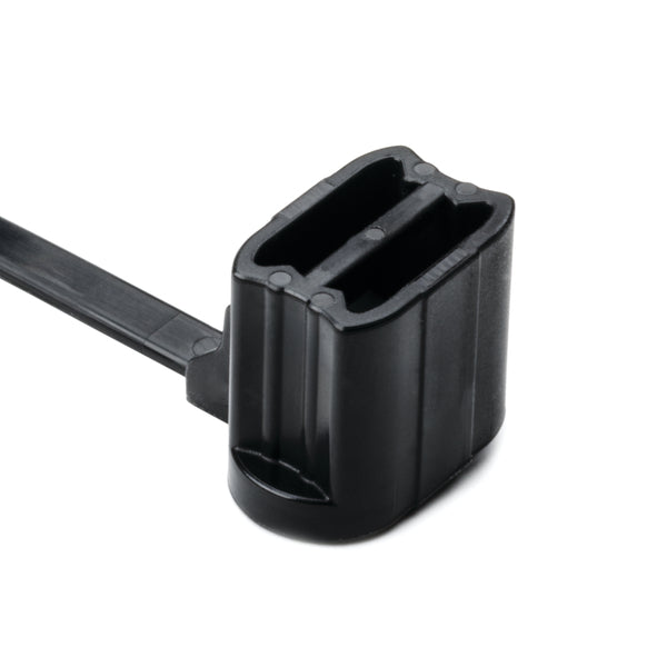 Hellermann Tyton 155-05400 1-Piece 5.0mm Stud Mount Cable Tie with Oval Mounting Hole, 6.0" Long, 50lb Tensile Strength, PA66HS, Black, 500/pkg
