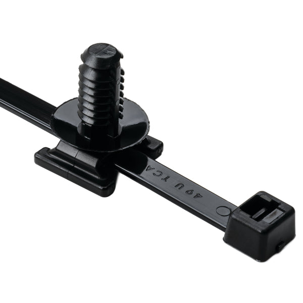 Hellermann Tyton 156-00071 2-Piece Cable Tie with Fir Tree Mount, 15" L, 0.35" (9mm), 0.04 - 0.62" Panel, PA66HIRHSUV, Blk, 100/pkg