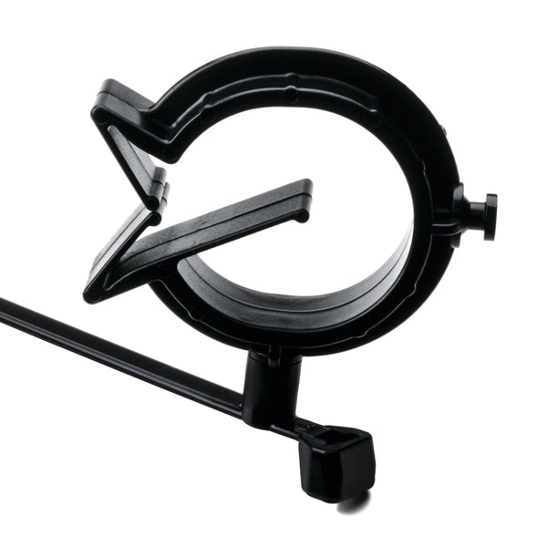 Hellermann Tyton 156-01341 2-Piece Cable Tie with Pipe Clip, 6.0" Long, Attaches to Diameter 0.75 - 0.96", PA66HS/PA66HIRHS, Black, 500/pkg