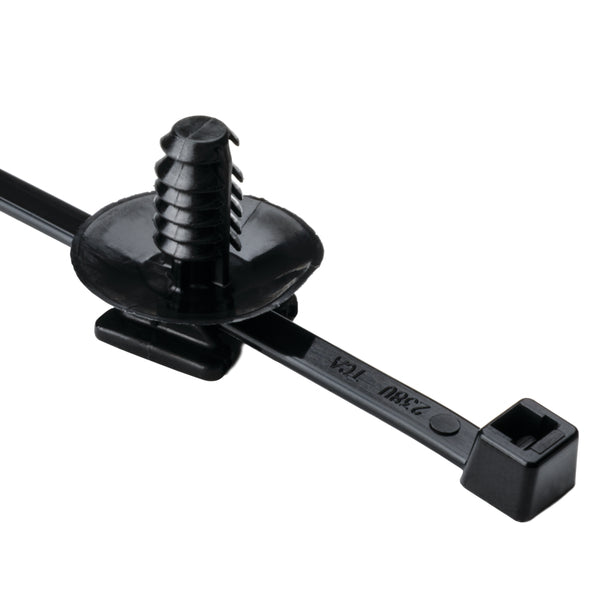 Hellermann Tyton 156-00329 Heavy Duty Cable Tie with Fir Tree Mount, 8.0"L, 0.03 - 0.28" Panel Thick., 50lb, PA66HIRHS, Black, 500/pkg