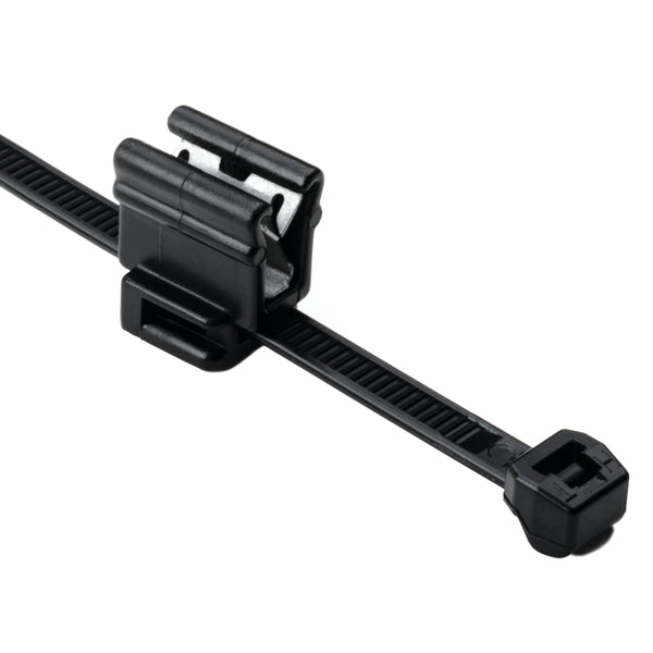 Hellermann Tyton 156-00859 Outside Serrated Cable Tie with Edge Clip, 6.0" Long, EC4B, 1.0 - 3.0 mm Panel, 50lb, PA66HS, Black, 500/pkg