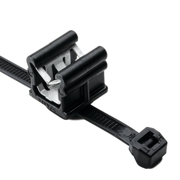 Hellermann Tyton 156-00873 Outside Serrated Cable Tie with Edge Clip, 8.0" Long, EC20, 3 - 6 mm Panel, 50lb, PA66HS, Black, 500/pkg