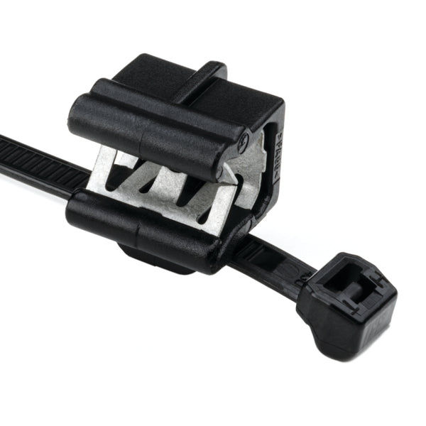 Hellermann Tyton 156-00878 Outside Serrated Cable Tie with Edge Clip, 8.0" Long, EC24, 3 - 6 mm Panel, 50lb, PA66HS, Black, 500/pkg