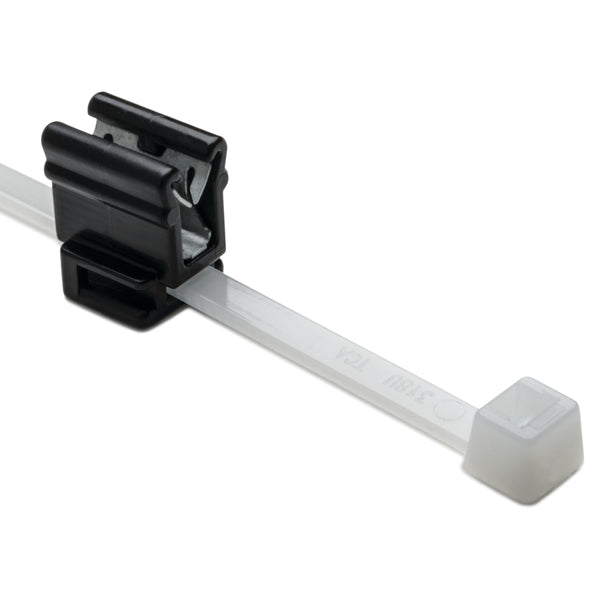 Hellermann Tyton 156-00940 2-Piece Cable Tie with Edge Clip, 8.0" Long, EC4B, 1 - 3 mm Panel, 50lb, PA66HS, Natural, 500/pkg