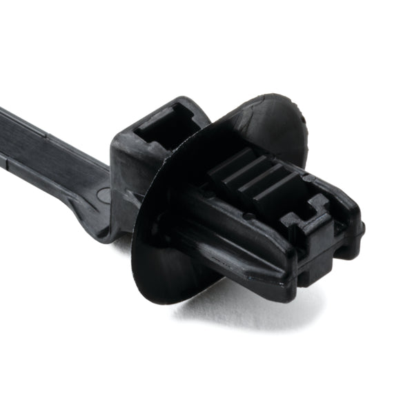 Hellermann Tyton 157-00053 1-Piece Cable Tie with Oval Fir Tree Mount with Disc, 6.5"L, 7.0 x 12.0 mmMounting Hole, PA66HS, Black, 500/pkg