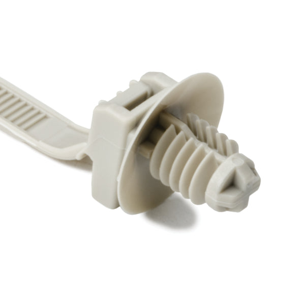 Hellermann Tyton 157-00068 1-Piece Cable Tie with Fir Tree Mount, 6.7" Long, 0.25" (hexagonal) or 0.26 - 0.28 " Mounting Hole, PA66, Gray, 500/pkg