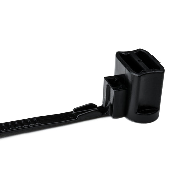 Hellermann Tyton 157-00105 1-Piece Cable Tie with Oval Stud Mount, 6.6" Long, 50lb Tensile, With Thumb Bar, PA66HS, Black, 3000/pkg
