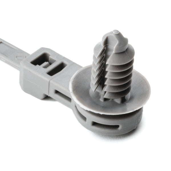Hellermann Tyton 157-00366 1-Piece Cable Tie with Fir Tree Mount with Disc, 12.5mm Offset, 8.5"L, 6.1 - 7.0 mm or 6.35 mm (hexagonal) Hole, PA66HIRHS, Gray, 3000/ctn