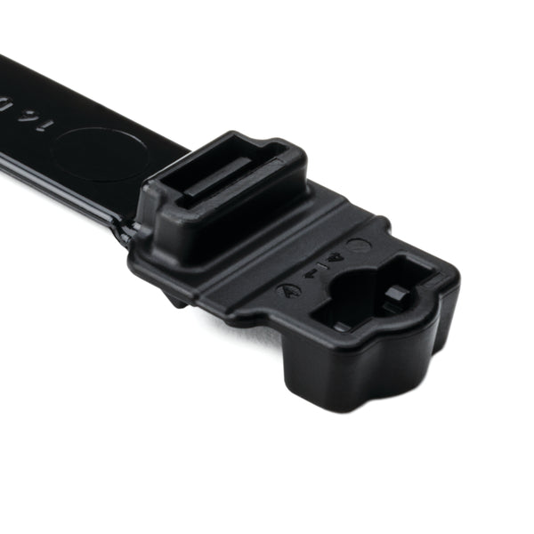 Hellermann Tyton 157-00401 Wide Strap Cable Tie with .25" Stud Mount, 12.7" Long, 0.5" Wide, PA66HIRHSUV, Black, 300/bg