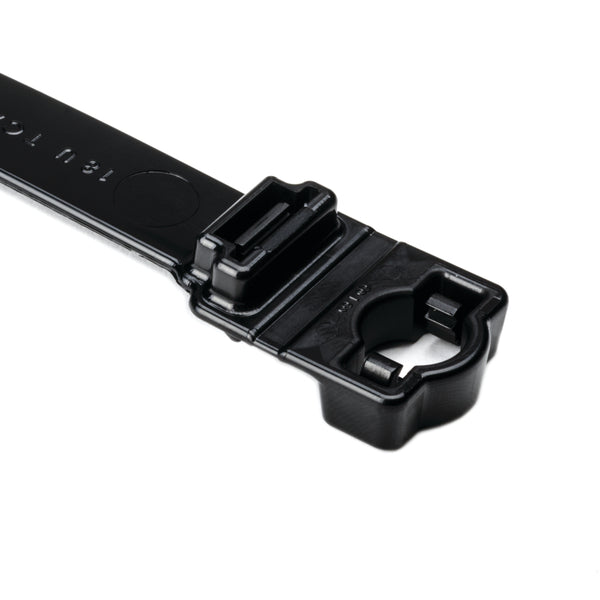 Hellermann Tyton 157-00403 Wide Strap Cable Tie with 0.38" Stud Mount, 9.7" Long, 0.5" Wide, PA66HIRHSUV, Black, 300/bg