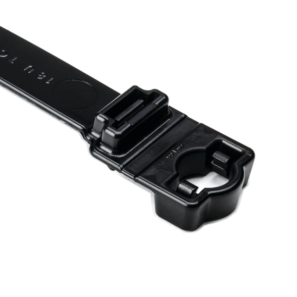 Hellermann Tyton 157-00405 Wide Strap Cable Tie with 0.38" Stud Mount, 15.7" Long, 0.5" Wide, PA66HIRHSUV, Black, 300/bg
