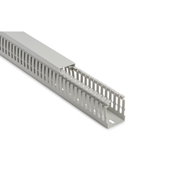 Hellermann Tyton 183-26060 Halogen Free Slotted Wiring Duct & Cover, Non-Adhesive, 60mm x 60mm, ABS, Gray, 24 m/pkg