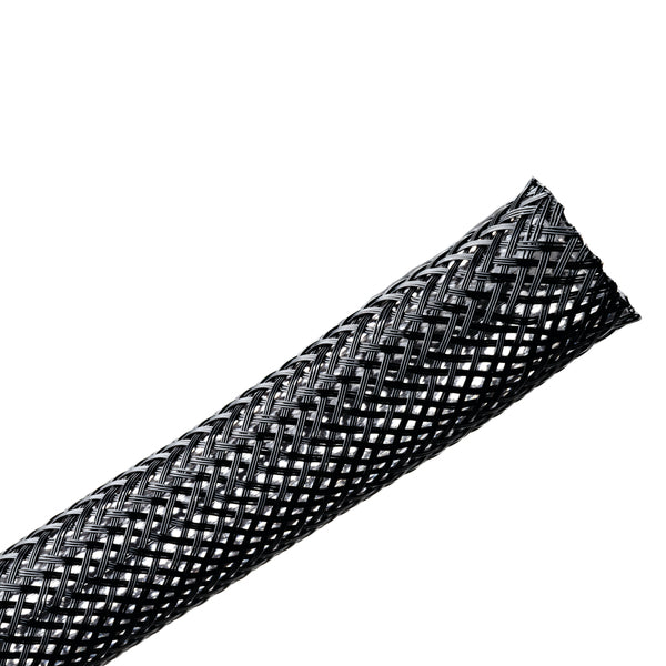 Hellermann Tyton 170-03001 Braided Sleeving, Expandable, 0.5" Dia, PET, Black, 100 ft/reel
