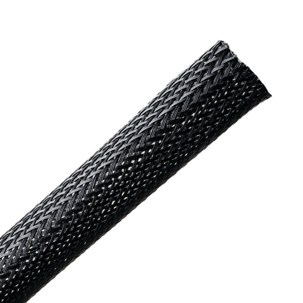 Hellermann Tyton 170-03003 Braided Sleeving, Expandable, 1" Dia, PET, Black, 65 ft/reel