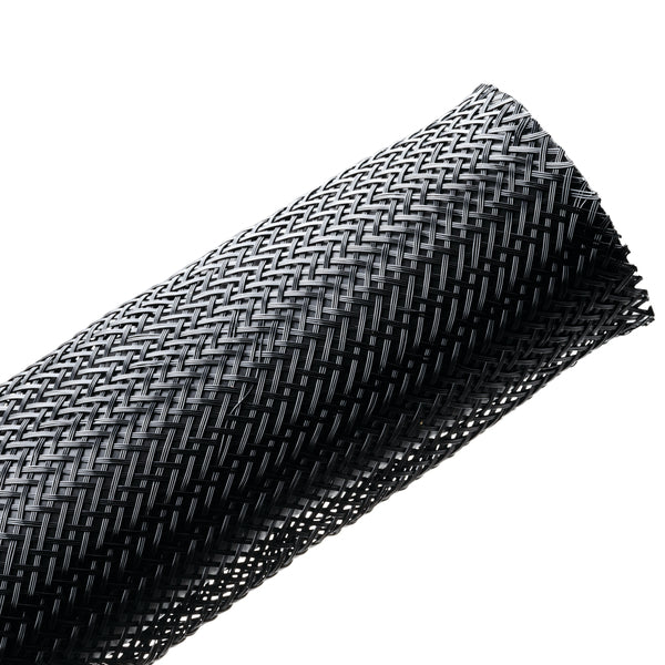 Hellermann Tyton 170-03004 Braided Sleeving, Expandable, 1.25" Dia, PET, Black, 50 ft/reel