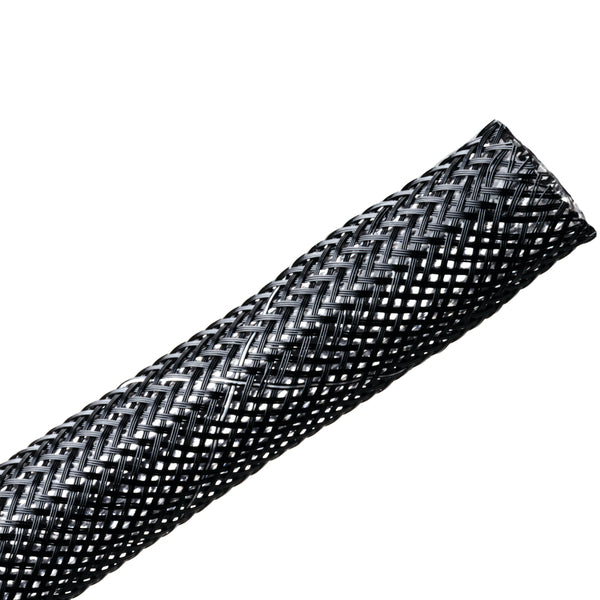 Hellermann Tyton 170-03007 Braided Sleeving, Expandable, Flame Retardant, 0.5" Dia, PET, Black, 100 ft/reel