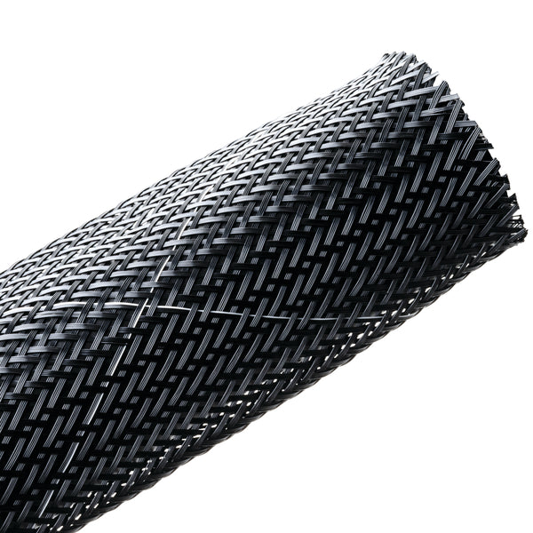 Hellermann Tyton 170-03010 Braided Sleeving, Expandable, Flame Retardant, 1.25" Dia, PET, Black, 50 ft/reel