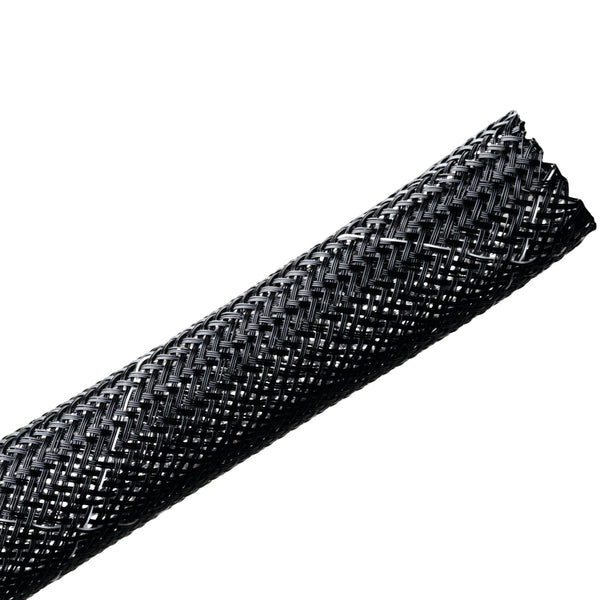 Hellermann Tyton 170-03011 Braided Sleeving, Expandable, Flame Retardant, 1.5" Dia, PET, Black, 40 ft/reel