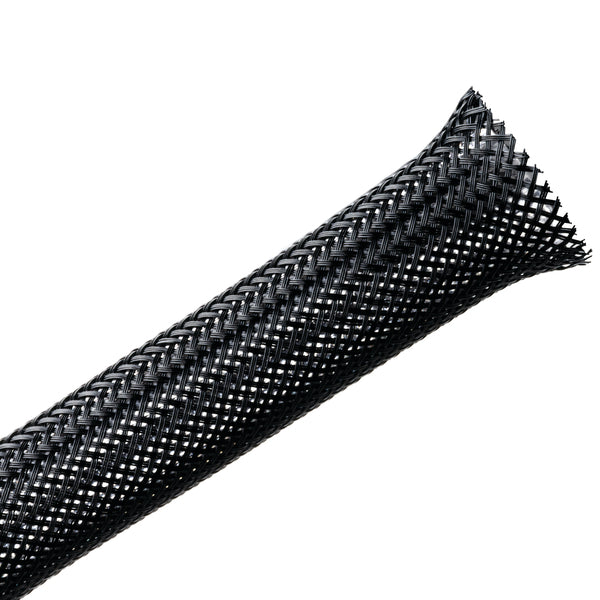 Hellermann Tyton 170-03012 Braided Sleeving, Expandable, Fray Resistant, 0.5" Dia, PET, Black, 100 ft/reel