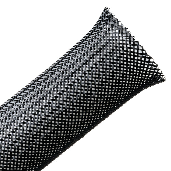 Hellermann Tyton 170-03014 Braided Sleeving, Expandable, Fray Resistant, 1" Dia, PET, Black, 50 ft/reel