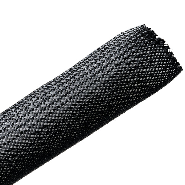 Hellermann Tyton 170-03015 Braided Sleeving, Expandable, Fray Resistant, 1.25" Dia, PET, Black, 50 ft/reel