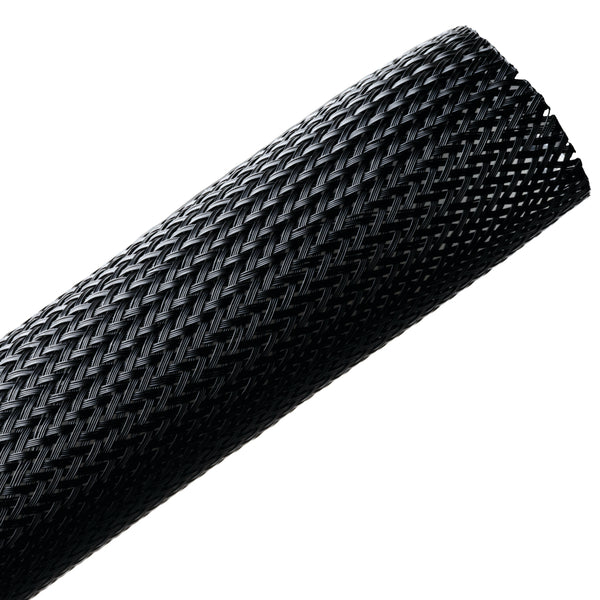 Hellermann Tyton 170-03016 Braided Sleeving, Expandable, Fray Resistant, 1.5" Dia, PET, Black, 50 ft/reel