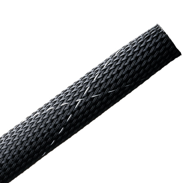 Hellermann Tyton 170-03018 Braided Sleeving, Expandable, Fray Resistant, Flame Retardant, 0.75" Dia, PET, Black, 75 ft/reel