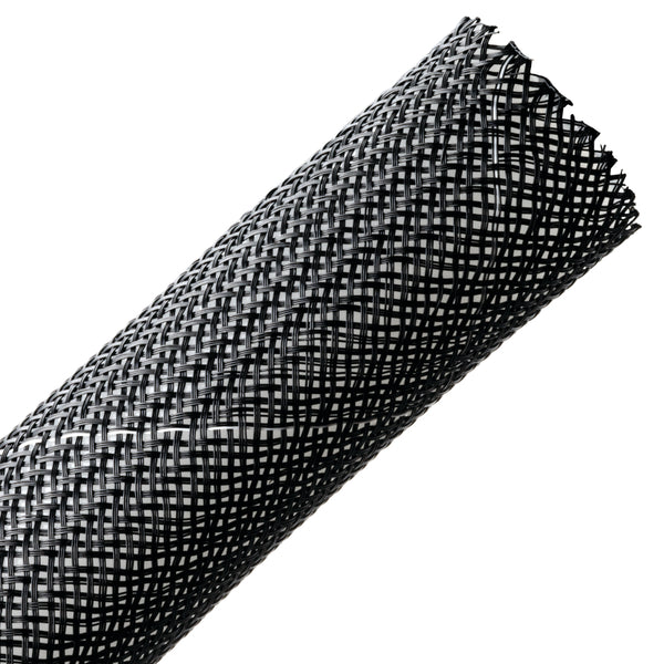 Hellermann Tyton 170-03019 Braided Sleeving, Expandable, Fray Resistant, Flame Retardant, 1" Dia, PET, Black, 50 ft/reel