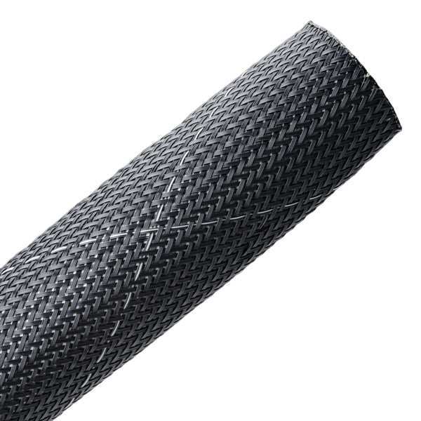 Hellermann Tyton 170-03021 Braided Sleeving, Expandable, Fray Resistant, Flame Retardant, 1.5" Dia, PET, Black, 50 ft/reel