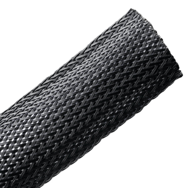 Hellermann Tyton 170-03030 Braided Sleeving, Expandable, 1.25" Dia, PA66 Monofilament, Black, 50 ft/reel