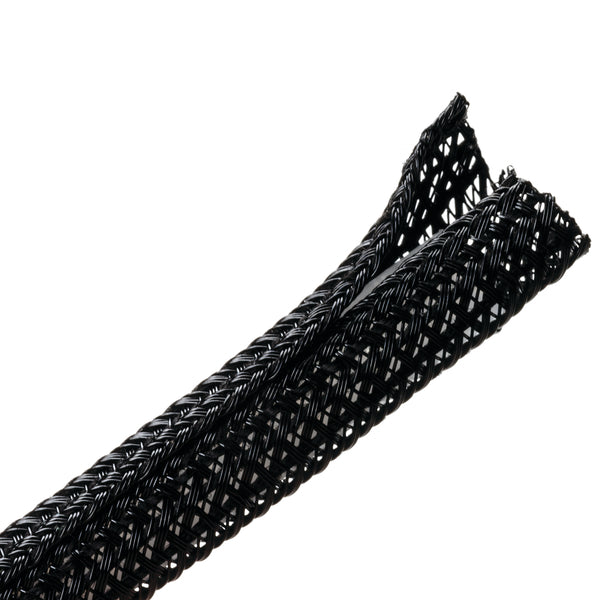 Hellermann Tyton 170-03037 Braided Sleeving, Split Wrap, 0.25" Dia, PET, Black, 100 ft/reel