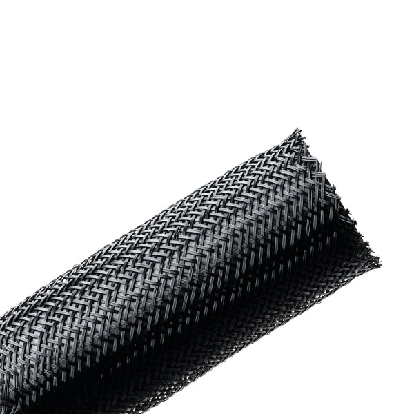 Hellermann Tyton 170-03044 Braided Sleeving, Expandable, 1" Dia, PET, Black, 250 ft/bulk reel