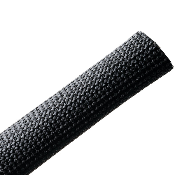 Hellermann Tyton 170-03053 Braided Sleeving, Resin Coated Fiberglass, 1" Dia, GF, Black, 100 ft/bulk reel