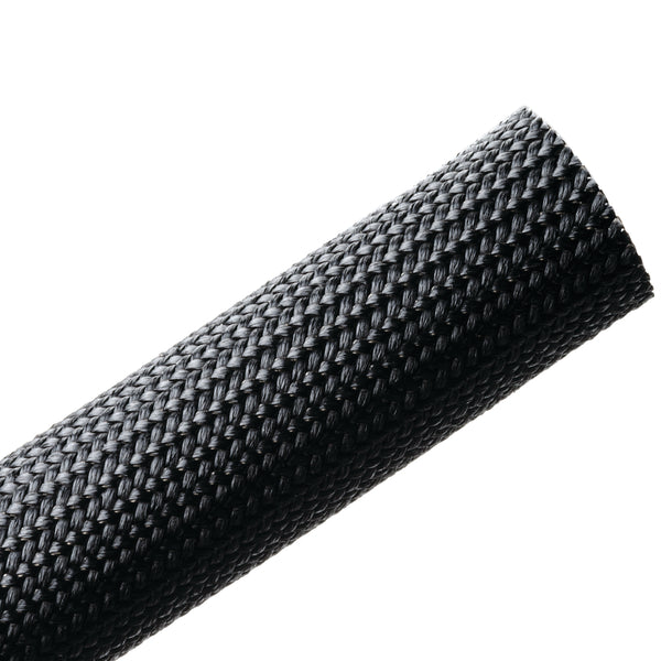 Hellermann Tyton 170-03061 Braided Sleeving, Resin Coated Fiberglass, 1" Dia, GF, Black, 25 ft/reel