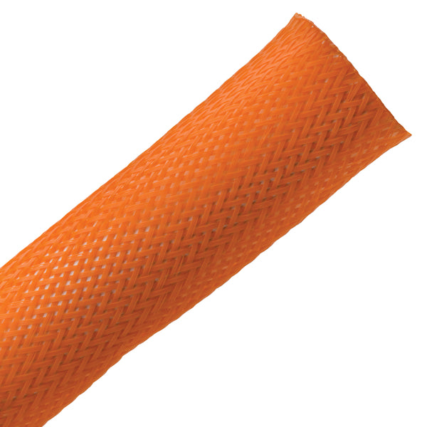 Hellermann Tyton 170-03081 Braided Sleeving, Expandable, 1.5" Dia, PET, Orange, 200 ft/bulk reel