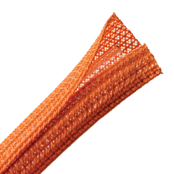 Hellermann Tyton 170-03082 Braided Sleeving, Split Wrap, 0.25" Dia, PET, Orange, 200 ft/bulk reel