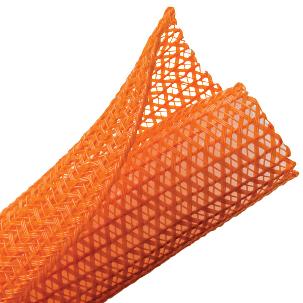 Hellermann Tyton 170-03087 Braided Sleeving, Split Wrap, 1.5" Dia, PET, Orange, 75 ft/bulk reel