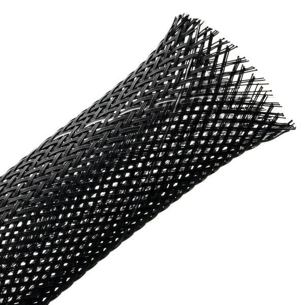 Hellermann Tyton 170-03092 Braided Sleeving, Expandable, Flame Retardant, 0.75" Dia, PET, Black, 250 ft/bulk reel