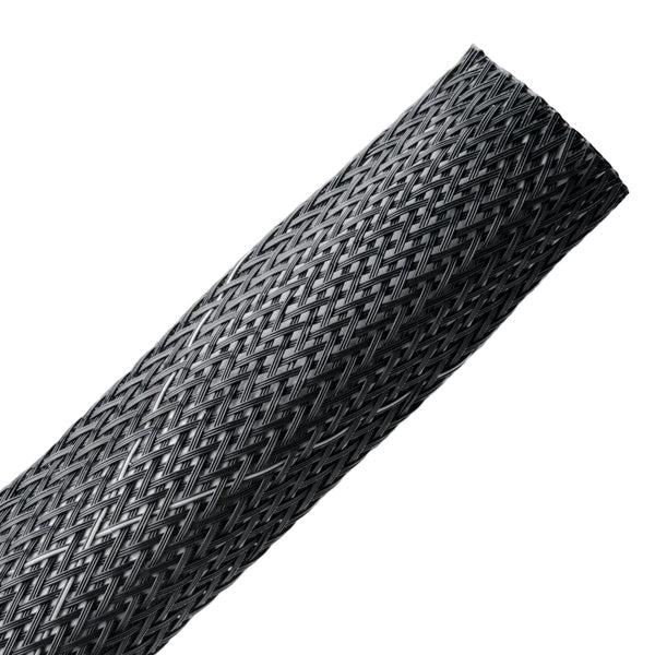 Hellermann Tyton 170-03093 Braided Sleeving, Expandable, Flame Retardant, 1" Dia, PET, Black, 250 ft/bulk reel