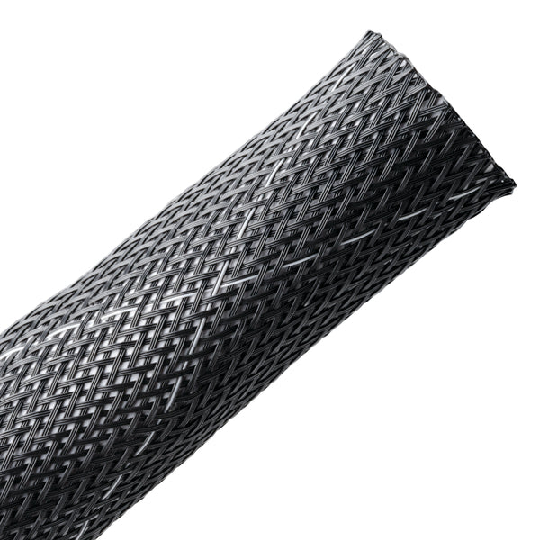 Hellermann Tyton 170-03094 Braided Sleeving, Expandable, Flame Retardant, 1.25" Dia, PET, Black, 250 ft/bulk reel