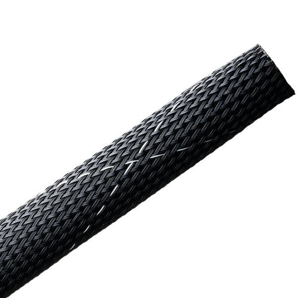 Hellermann Tyton 170-03119 Braided Sleeving, Expandable, Fray Resistant, Flame Retardant, 0.75" Dia, PET, Black, 250 ft/bulk reel