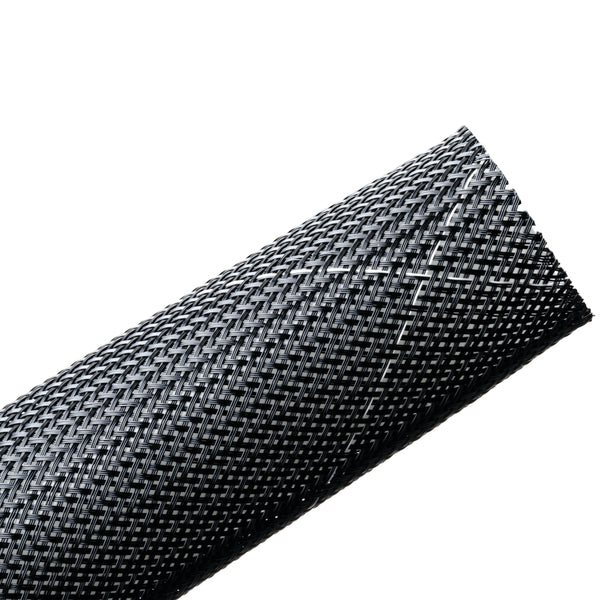 Hellermann Tyton 170-03121 Braided Sleeving, Expandable, Fray Resistant, Flame Retardant, 1.25" Dia, PET, Black,250 ft/bulk reel