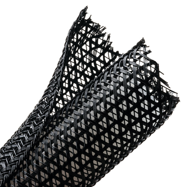 Hellermann Tyton 170-03128 Braided Sleeving, Split Wrap, 1" Dia, PET, Black, 100 ft/bulk reel