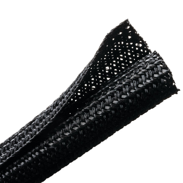 Hellermann Tyton 170-03141 Braided Sleeving, Split Wrap, Flame Retardant, 0.25" Dia, PET, Black, 200 ft/bulk reel