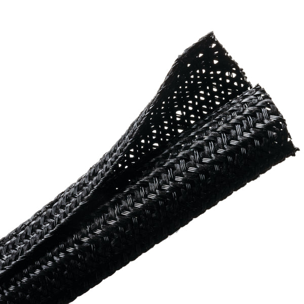 Hellermann Tyton 170-03142 Braided Sleeving, Split Wrap, Flame Retardant, 0.5" Dia, PET, Black, 150 ft/bulk reel