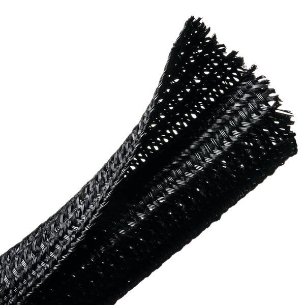 Hellermann Tyton 170-03143 Braided Sleeving, Split Wrap, Flame Retardant, 0.75" Dia, PET, Black, 100 ft/bulk reel