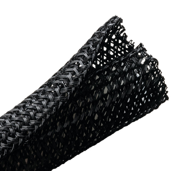 Hellermann Tyton 170-03144 Braided Sleeving, Split Wrap, Flame Retardant, 1" Dia, PET, Black, 100 ft/bulk reel