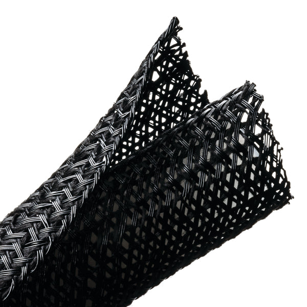 Hellermann Tyton 170-03145 Braided Sleeving, Split Wrap, Flame Retardant, 1.25" Dia, PET, Black, 75 ft/bulk reel